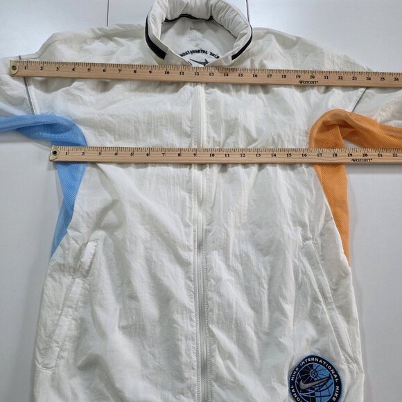 Nike Jacket Mens S White Zip Mock Neck Pockets LS Lightweight Running Hood Mesh - Picture 4 of 16